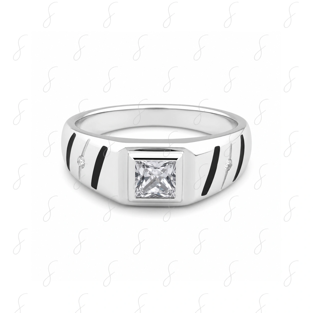 HI-Q B.ENAMEL CENTER STONE GENTS RING